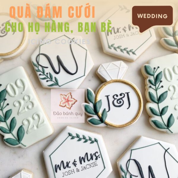 Quà Đám Cưới Trang Trí Hình Cô Dâu Chú Rể, Bánh Quy Vẽ Icing Làm Quà Tặng Đám Cưới Tinh Tế | Đảo Bánh Quy